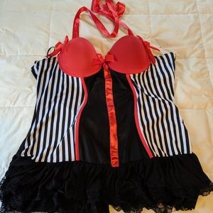 Torrid 4 Nighty with stripes and lace ruffles